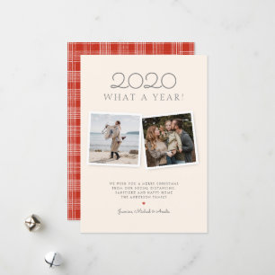 Jul 2020 Handdragen röd Tartan-Helgdag Julkort