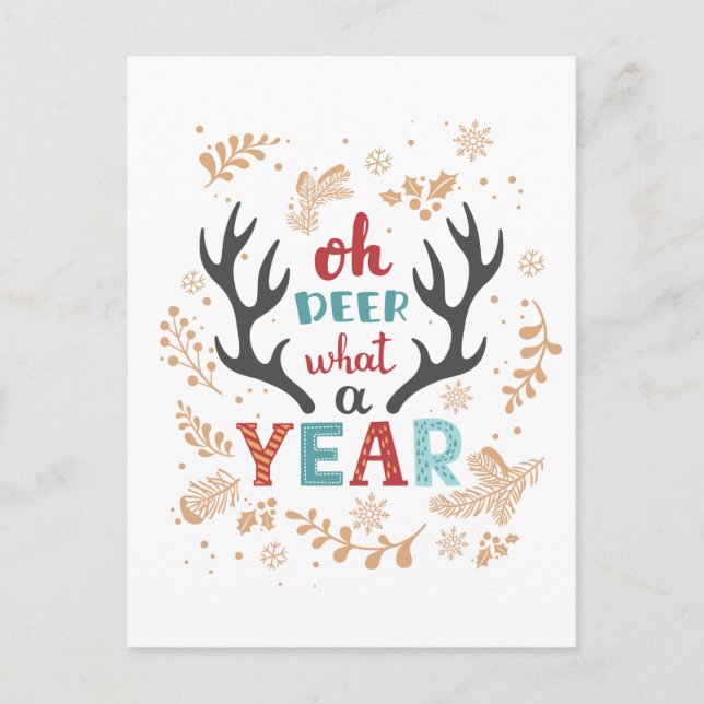 Jul 2020 Oh Hjort What A Year Pandemic Vykort (Framsida)