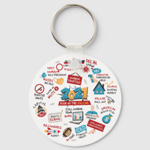 Jul 2021 Pandemivaccinåret Memorabilia Nyckelring