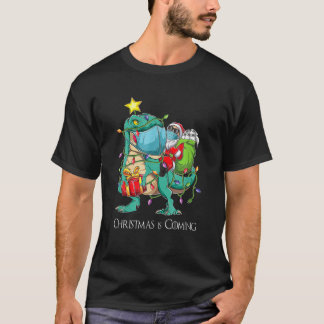 Jul 2021: Santa Riding Dinosaur Träd Re T Shirt