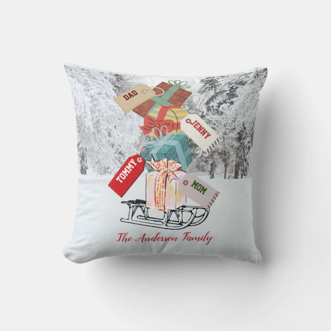 Jul 2022 Sleigh med Namn Modern Chic Kudde (Framsida)