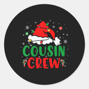 Jul 2024: Kusin Crew Julafton Santa Hat Pajamas Runt Klistermärke