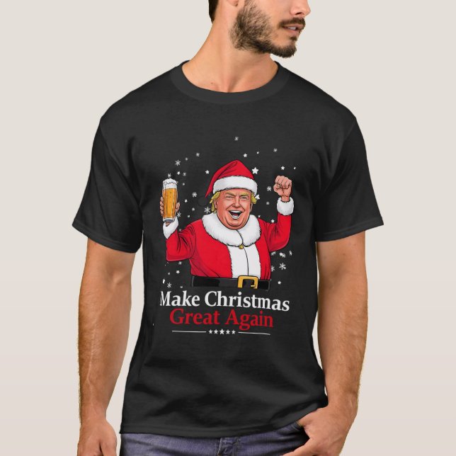 Jul 2024: Lustigt trump &amp; Beer Make Christm T Shirt (Framsida)