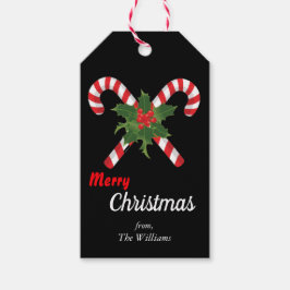 jul 2025 candy cane sött, vit - Grönt Presentetikett