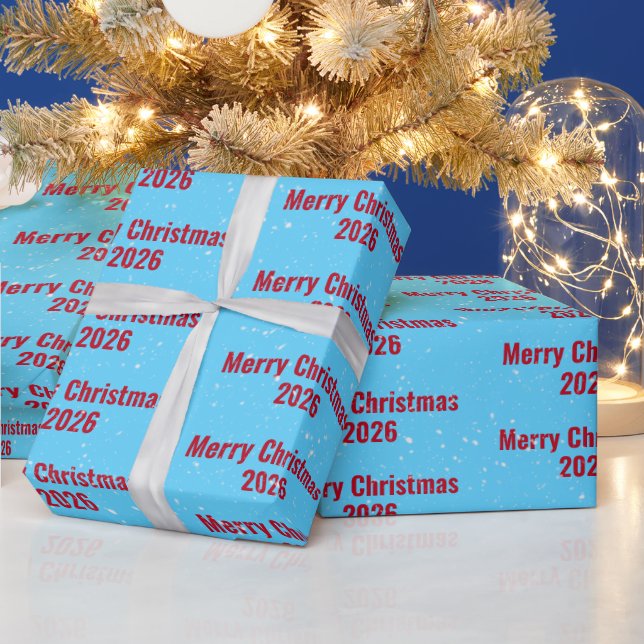 Jul 2026 Text på akvatisk Presentpapper (Helgdagar)