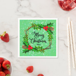 Jul 20xx Holly Red Berries Modern Grönt Pappersservett
