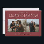 Jul 2: botanisk burgundi med fotovattenfärg julkort<br><div class="desc">God jul moderna elegant vattenfärgstorkade botaniska blommigtar mutade färg burgundi helgdag 2-fotojulkort.</div>