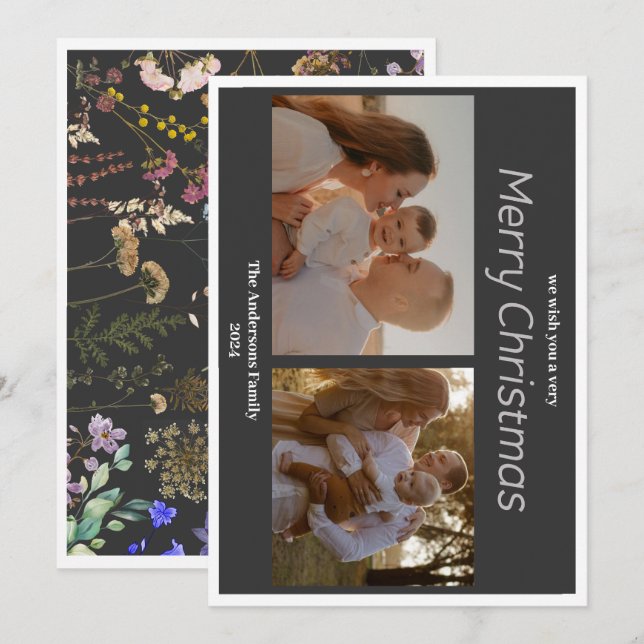 Jul 2 foto botanisk blomster högtidlig kort (Fram/baksida)