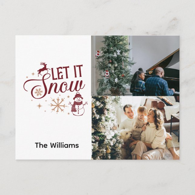 Jul 2 Foto Låt det snöa Rener Snögubbe Helg Vykort (Framsida)