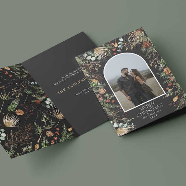 Jul 2-fotoarch vattenfärg botanisk blommigt helgkort (Skapare uppladdad)