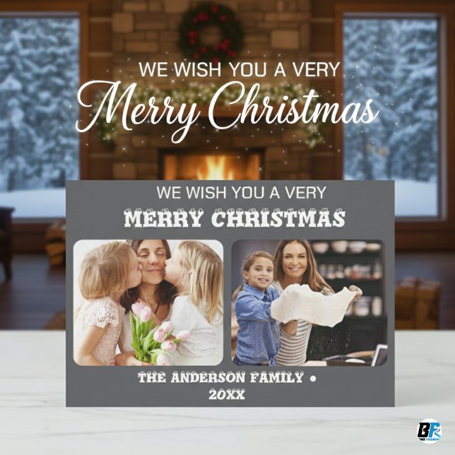 Jul 2-fotoljusfärgad botanisk blommigt julkort (Skapare uppladdad)