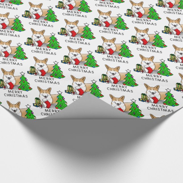 Jul 2 Pembroke Welsh Corgi (röd 1) Träd Cute Presentpapper (Hörn)
