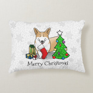 Jul 2 Pembroke Welsh Corgi (röd 1) Träd Cute Prydnadskudde