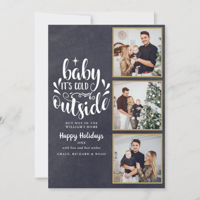 Jul 3 Foto Collage Boho Kritskrifttavla Julkort (Framsida)