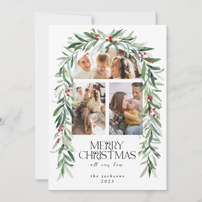 Jul 3 Foto Mistletoe Botaniska berries Julkort (Framsida)