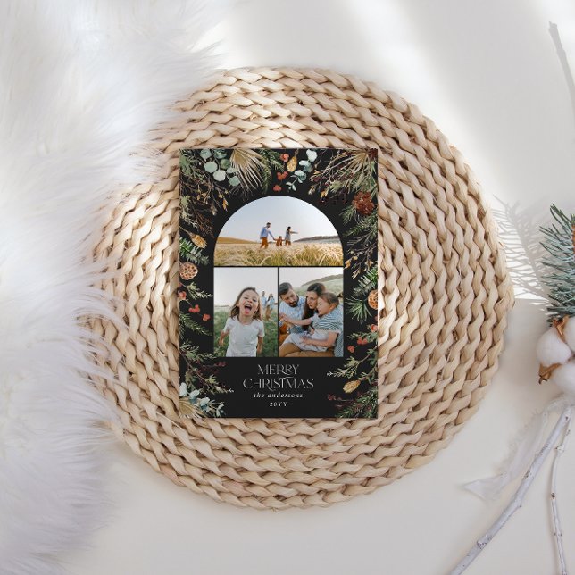 Jul 3-fotoarch vattenfärg botanisk blommigt julkort (Skapare uppladdad)