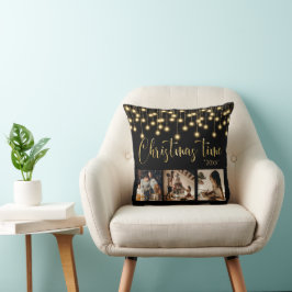 Jul 3 Photo Collage Rustic String Ljus Kudde