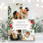 Jul 3 Photo Winter Botanical Greenery Julkort<br><div class="desc">Den här samlingen har vattenfärgade röda blommigtar,  bär och vintergröna med modern och elegant typografi,  med ett botaniskt mönster baksida på vintern.</div>