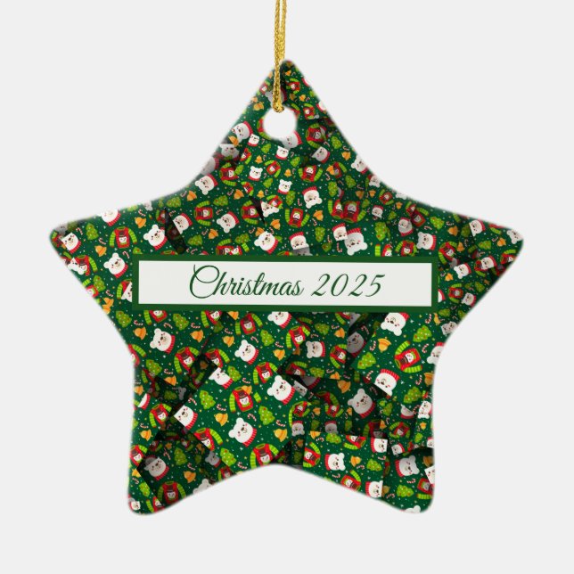 Jul [3D] Björnar och Träd Julgransprydnad Keramik (Framsidan)