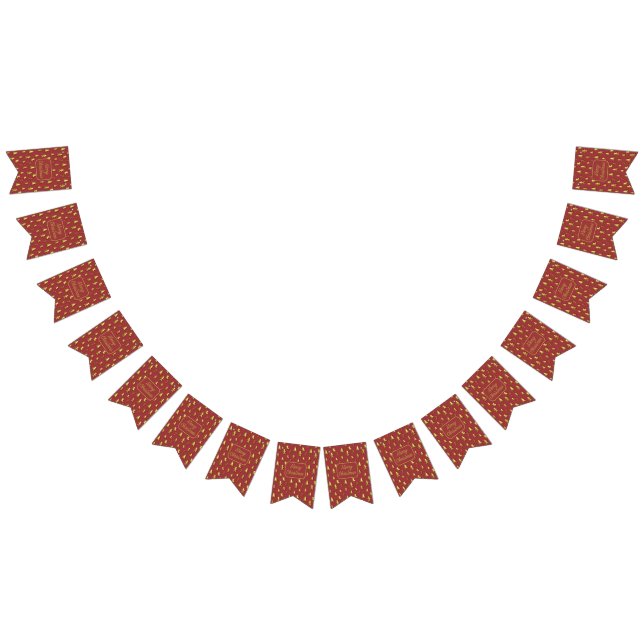 Jul 3D golden mini mönster Bunting Flaggor (Alla)