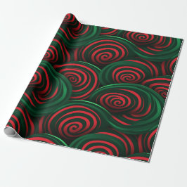 Jul 3D Red and Grönt Swirl Presentpapper