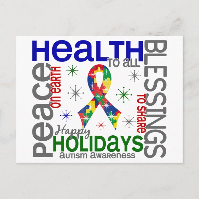 Jul 4 Autism Snöflingor Helg Vykort (Framsida)