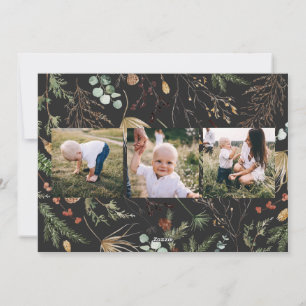 Jul 5-fotofärgad botanisk blommigt julkort