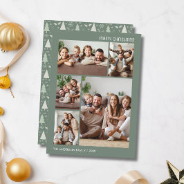 Jul 5 Fotokollage Familj Sagegrön Julkort