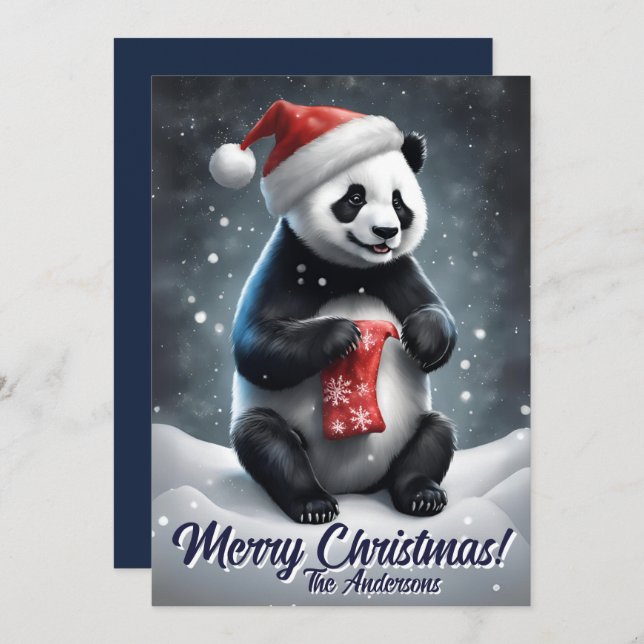 Jul 5-panda, Glad helg, julkort Inbjudningar (Fram/baksida)