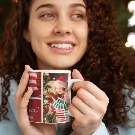 Jul 5 Photo Collage med Family Namn, Red Kaffemugg