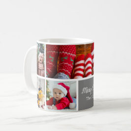 Jul 5 Photo Collage med Family Namn, Silver Kaffemugg