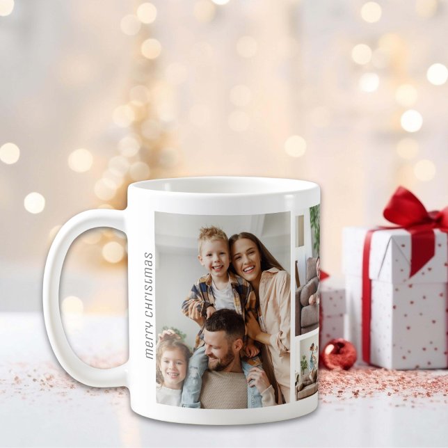 Jul 5 Photos Collage Family Kaffemugg (Christmas 5 Photos Collage Family Coffee Mug)