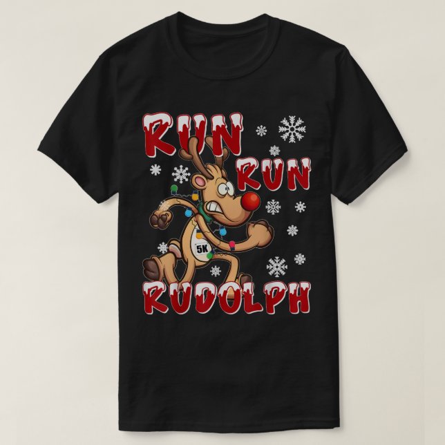 Jul 5K Springa Rudolph Helgdag Springa som kör T Shirt (Design framsida)