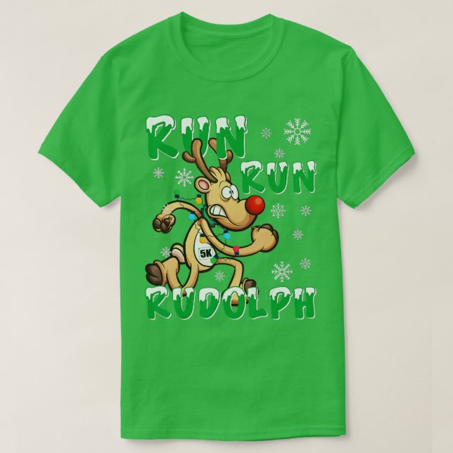Jul 5K Springa Rudolph Helgdag Springa som kör T Shirt (Design framsida)