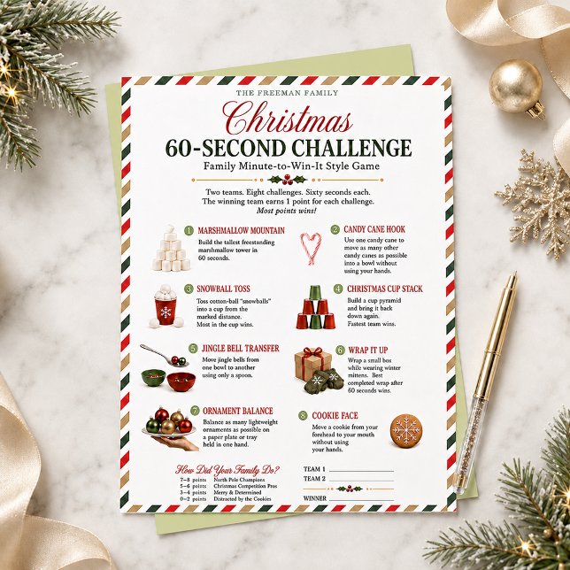 Jul 60 Sekunders Utmaning Familjefestspel (Christmas 60-Second Challenge family party game )