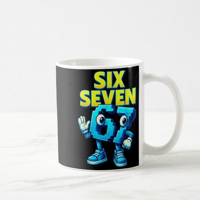 Jul 67 Meme Design Rollig Sex Sju Händer 6 7 Kaffemugg (Höger)