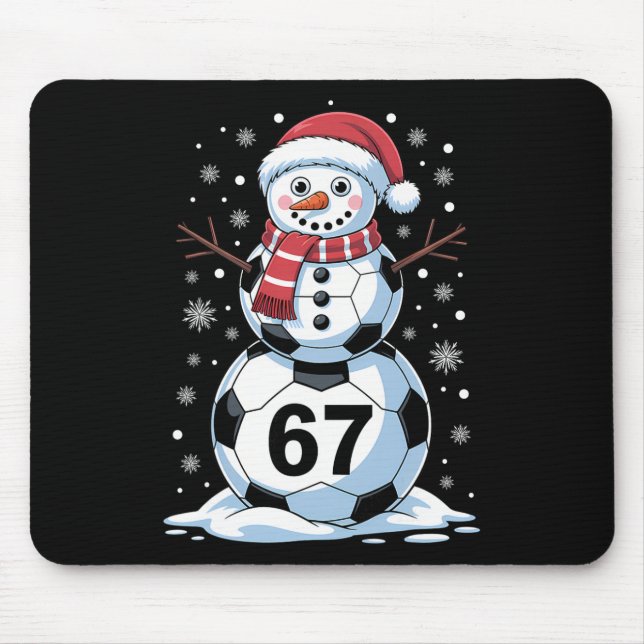 Jul 67 Meme Fotboll Snöman Träd Rolig Jul B Musmatta (Framsidan)
