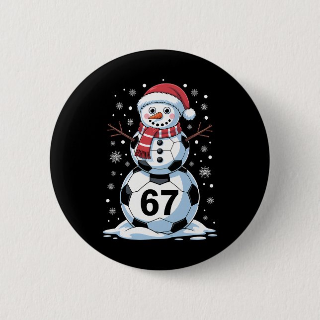 Jul 67 Meme Fotboll Snöman Träd Rolig Xmas B Knapp (Framsida)