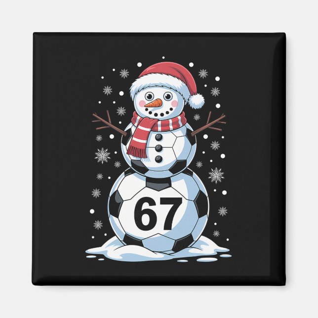 Jul 67 Meme Fotboll Snöman Träd Rolig Xmas B Magnet (Framsidan)