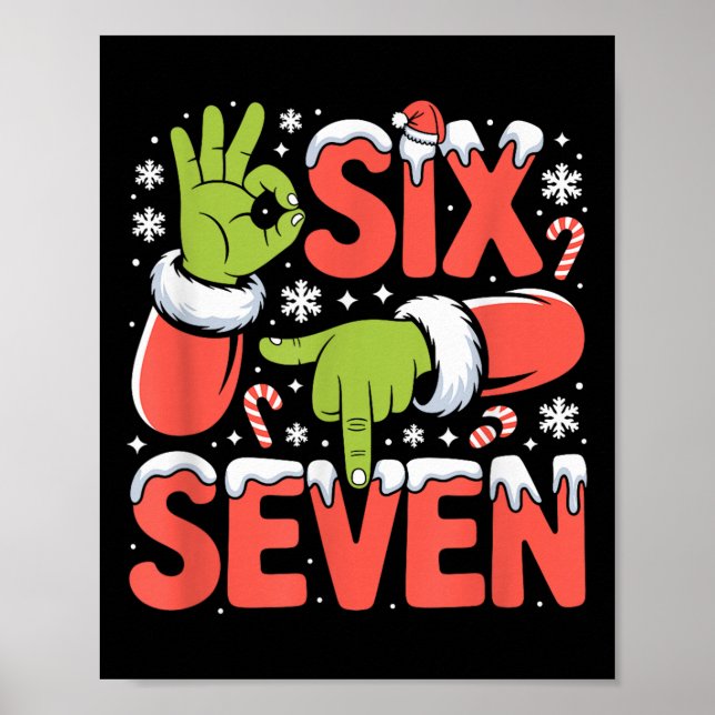 Jul 67 Roligt Meme Xmas Sex Sju Tomte Hand  Poster (Framsidan)