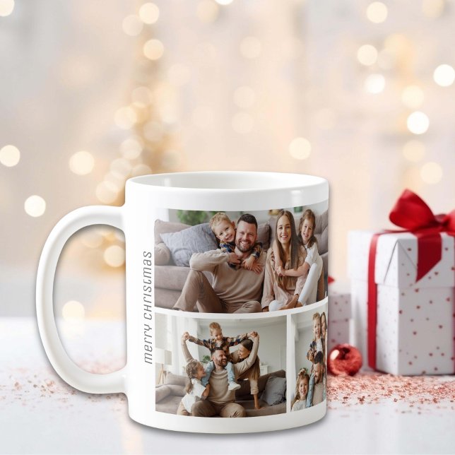 Jul 7 Photos Collage Family Kaffemugg (Christmas 7 Photos Collage Family Coffee Mug)
