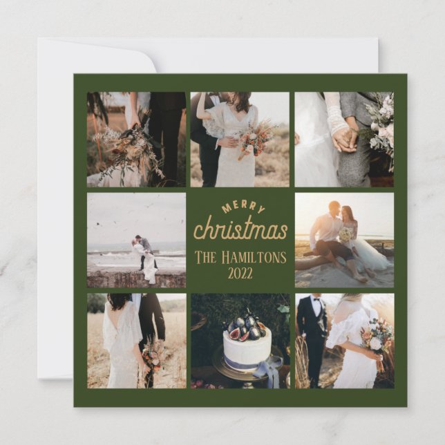 Jul 8 Photo Collage Emerald Grönt Card Anteckningskort (Framsida)