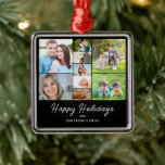 Jul 9 Photo Collage Julgransprydnad Metall<br><div class="desc">Modern,  trendig julprydnad med 9 fotokollage. Ersätt fotona med egna och ändra texten.</div>