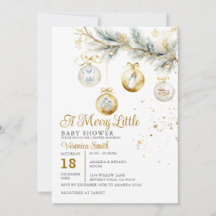 Jul A Merry Little Baby Shower Glass Bauble Inbjudningar