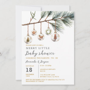 Jul A Merry Little Baby Shower Glass Bauble Inbjudningar