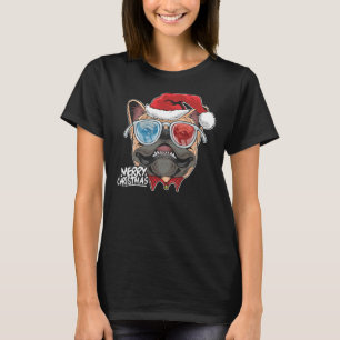 Jul A Pitbull Hund Santa Hat på T Shirt