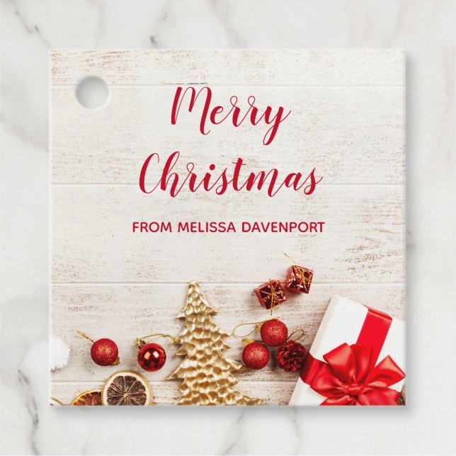 Jul Äckliga artiklar på en Rustik träbräde Gåvor Etiketter (Framsida)