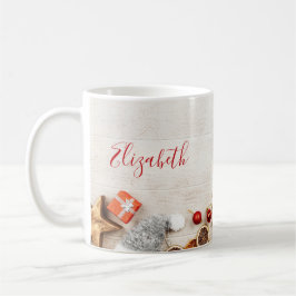 Jul Äckliga artiklar på en Rustik träbräde Kaffemugg