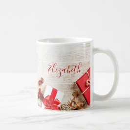 Jul Äckliga artiklar på en Rustik träbräde Kaffemugg