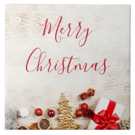 Jul Äckliga artiklar på en Rustik träbräde Kakelplatta